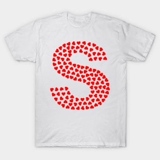 Letter S Heart Shape Initial T-Shirt